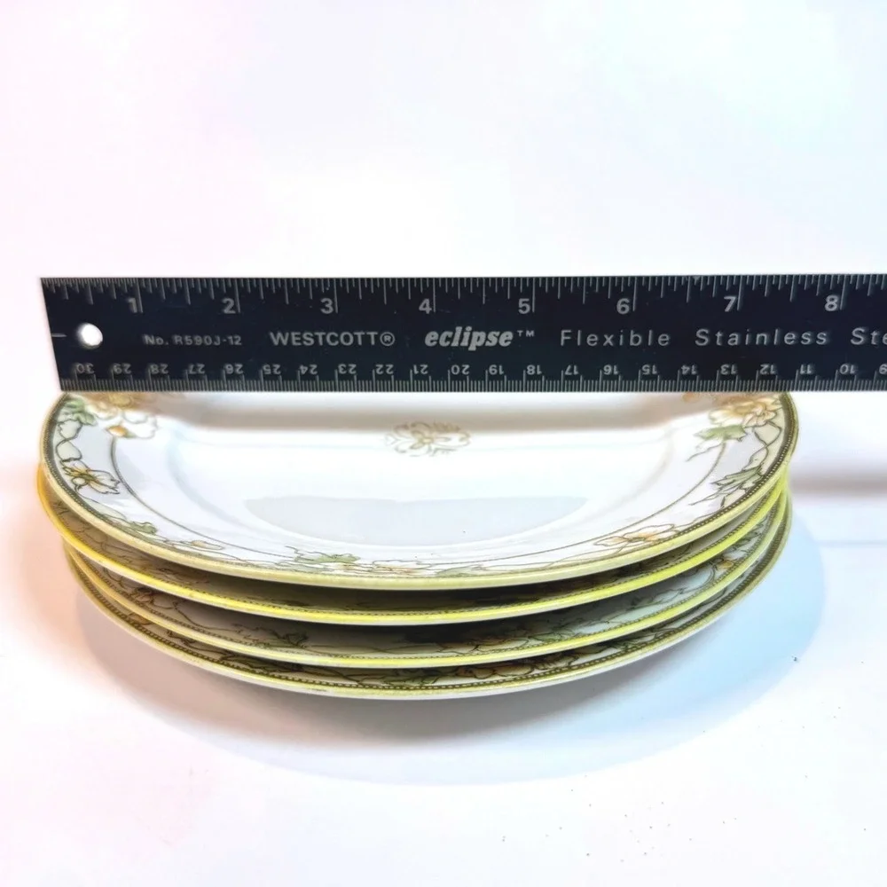 Antique Nippon Morimura Bros Set of 4 Floral & Gold 7.5
